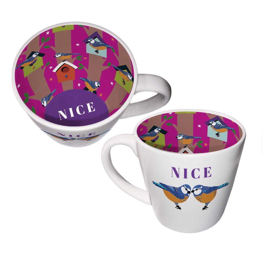 Novelty Coffee Mug Rude Tea Cup Inside Out Nice Blue Tit Friend Funny Gift