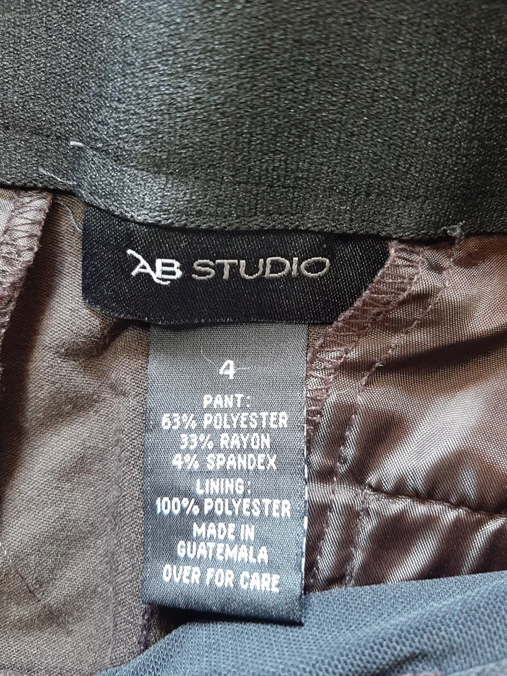 Pantalón de vestir marrón AB Studio para mujer talla 4 Foto 4 de 4