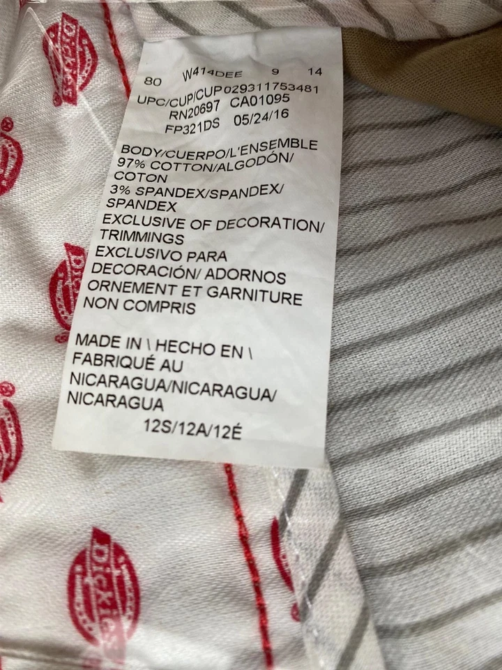 S104 Women's Dickies Subaru Embroidered Tan Uniform Chino Pants - Size 12 Short - Image 3 of 4