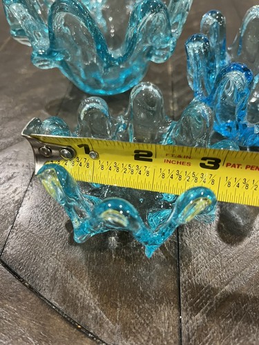 Nesting Candy Dishes (3) Aqua Blue Free Blown Glass 3” - Picture 9 of 11