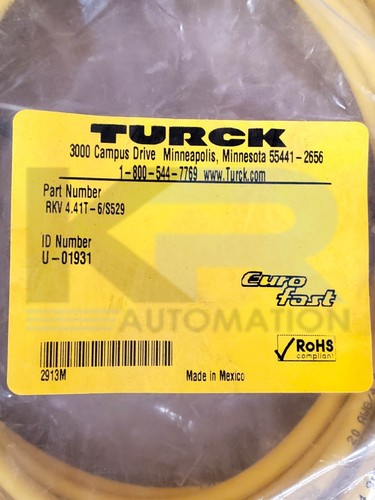 NUEVO Turck RKV 4.41T-6/S529 Euro Rápido Moldeado de un solo extremo 4 pines hembra - Imagen 2 de 5