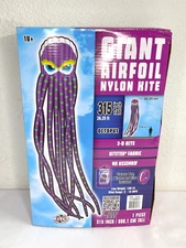 Giant 3D Kite Octopus Airfoil Nylon + Bag + Winder + 150lb Line New Sealed