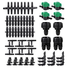 128Pcs 1/4" Barbed Irrigation Fittings Kit, 3/4" Hose to 1/4" Tubing Adapter