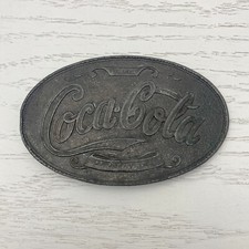 Rustic COCA COLA Belt Buckle Vtg Brass 5 Cents At Fountains Corrosion on Back