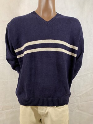 EDDY BAUER PULLOVER DUNKELBLAU GESTREIFT GR. XL (54-56) TOP!