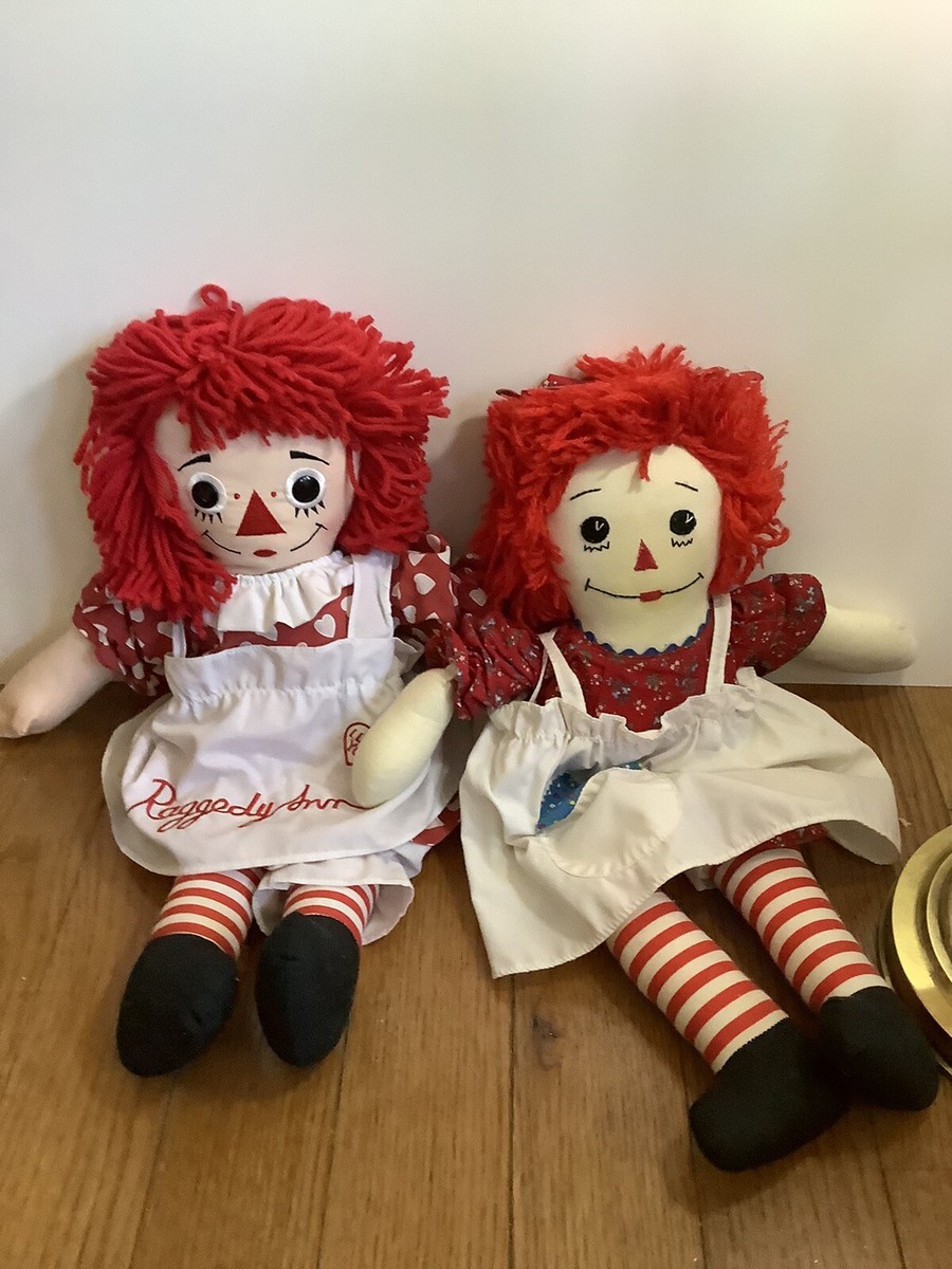 Set Of 2 Vintage Raggedy Ann Doll Plush Rag Cloth Dolls Applause