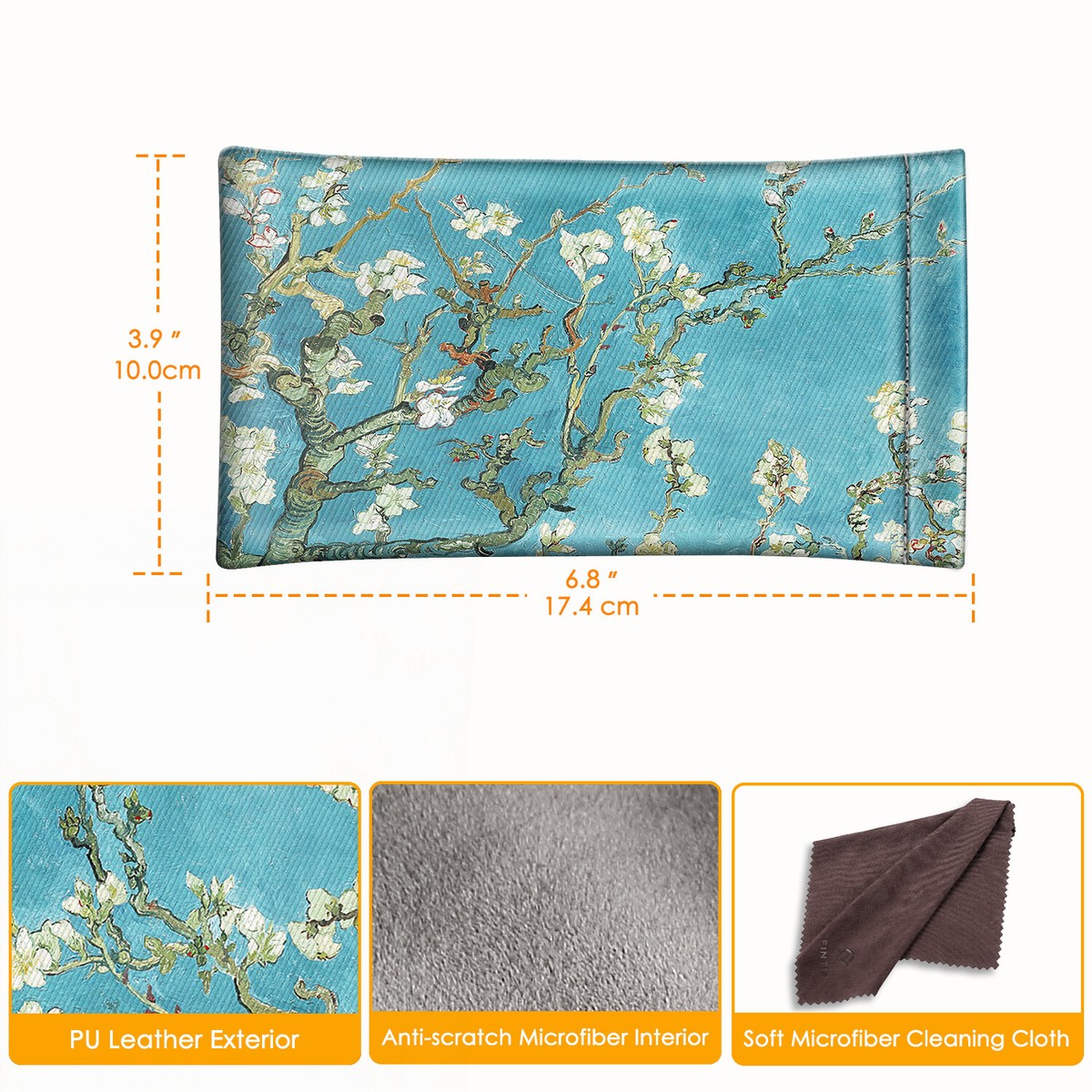 ? CH case with cleaning cloth Eyeglasses Pouch with Cleaning Cloth Glasses Case Anti  main image 2