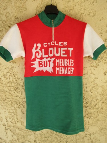 Maillot Cycliste Vintage Cycles Blouet Années 70 – Rouge Et Vert, Taille S