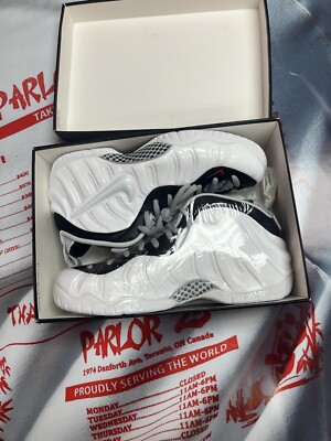nike foamposite pro white black university red