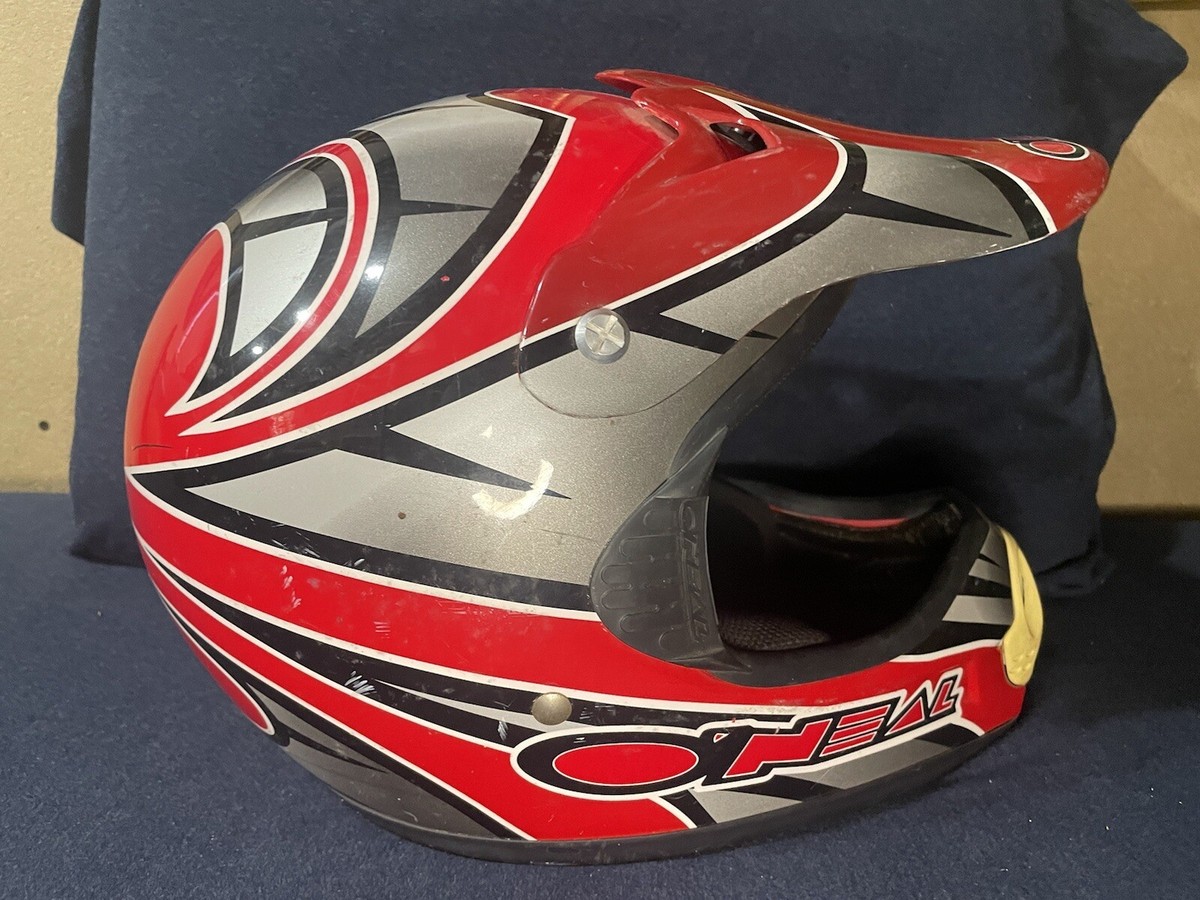 O'Neal Helmet Red Silver MX Offroad Dirtbike Vintage World