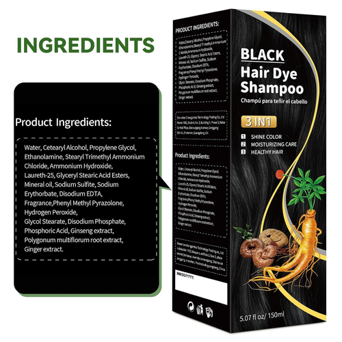 Black Hair Dye Shampoo - Natural Nutrition for Gray Coverage, 3 in - Picture 8 of 8