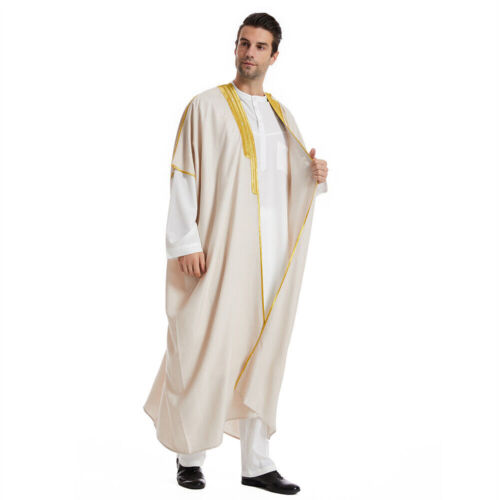 Men Thobe Jubbah Islamic Jubba Dishdash Muslim Abaya Kaftan Daffah Saudi Kimono - Picture 42 of 165