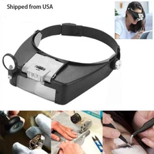 Head Headband Magnifier LED Illuminated Visor Magnifying Glasses Loupe