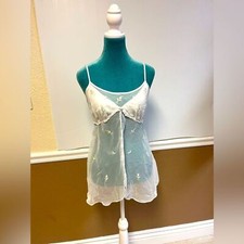 Vintage Sheer White Babydoll Lingerie   Seductive Wear by Cinema Etoile Floral
