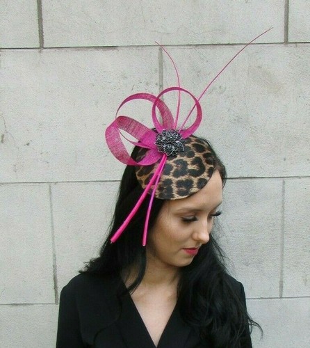 Fuchsia Hot Pink Black Feather Leopard 