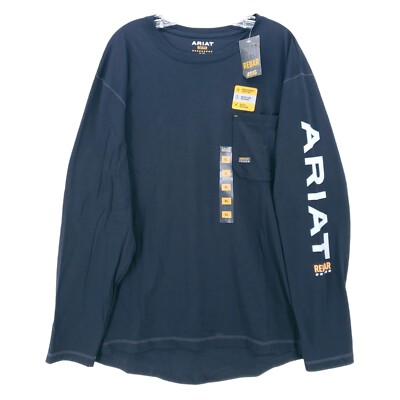 NWT ARIAT Rebar Workman Logo Long Sleeve T-Shirt BLACK 10023916