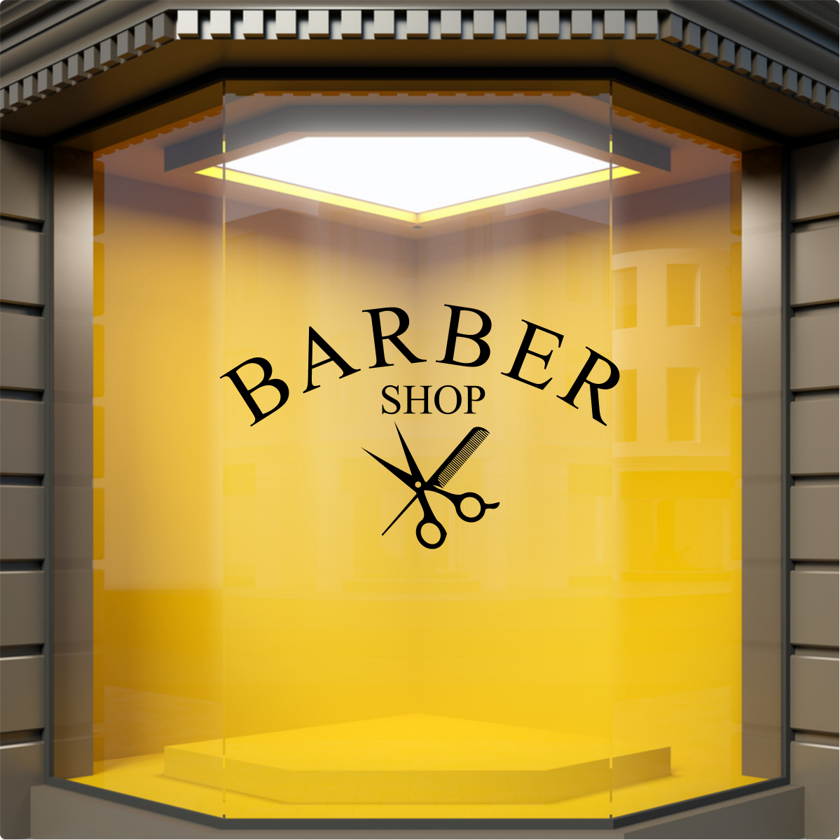 BARBER SHOP Sticker Comb Scissors Barbers Hairdresser Window Display