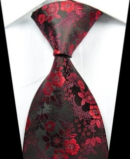 Cravatta cravatta uomo matrimonio seta JACQUARD INTRECCIATA NERA ROSSA NUOVA MODA FLOREALE