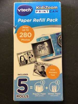 Vtech KidiZoom Printcam Paper Refill Pack 5 Rolls, 3 Regular 2 Sticker ...