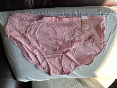 NWT Pink Ambrielle Satin with Lace Hipster Panty, Size XL/8.