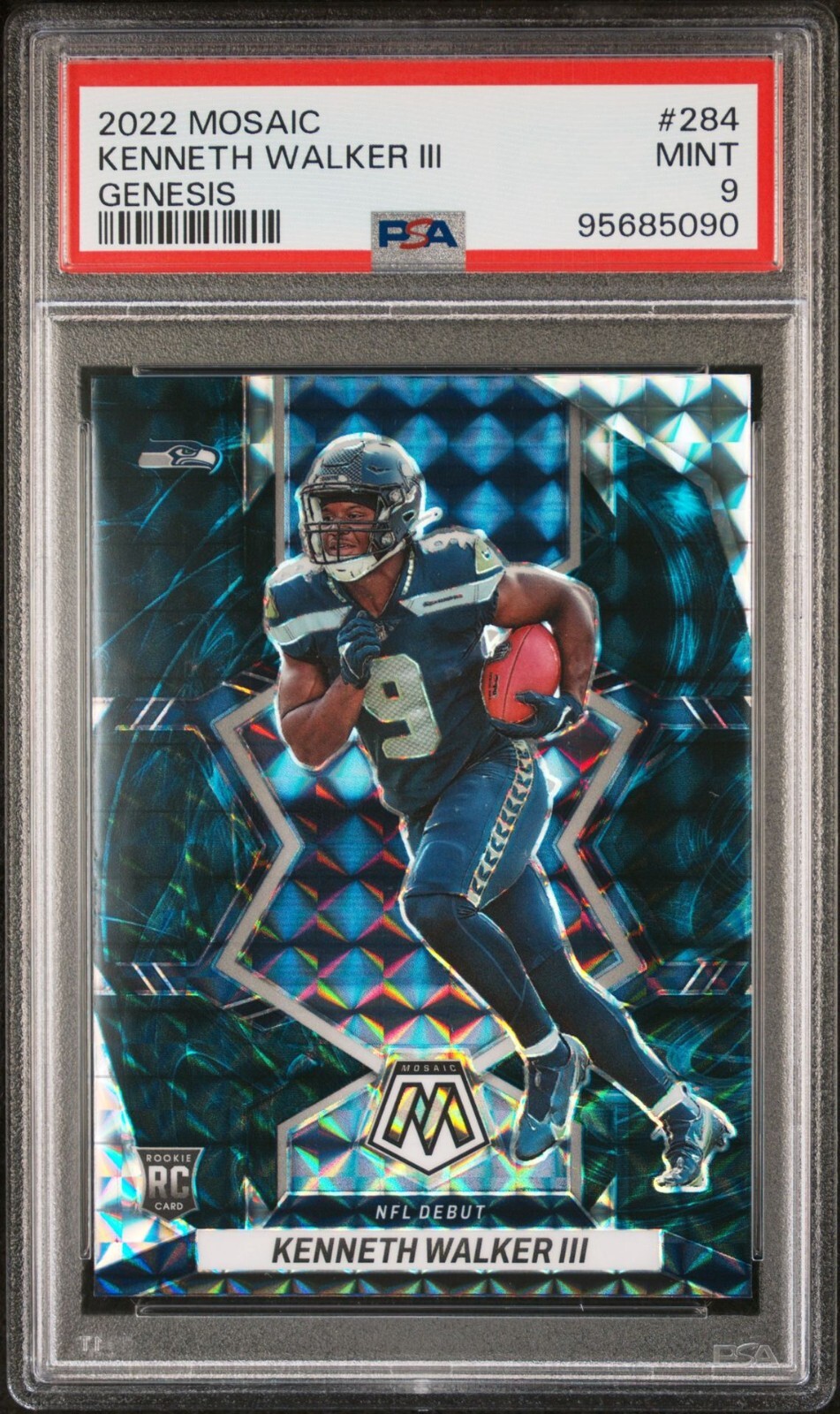 Kenneth Walker III 2022 Mosaic #284 NFL Debut Genesis SSP PSA 9 Mint RC Seahawks