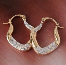 925 Silver Gold Plated Hoop Earrings for Women Wedding Jewelry Gift