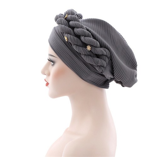 New Braid Turban Head Wrap African Women Cap Hijab Bonnet Hat Auto Gele Headtie - Picture 199 of 282