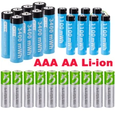 Rechargeable USB / Non-USB AA AAA Li-ion Lithium ion 1.5V Batteries Battery Lot