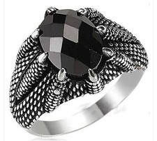 Bague Chevalière Homme 12g en Argent Massif 925 Déco Griffes Aigle Pierre Zircon