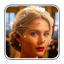 Pearl Bride Wedding Birdcage Veil White Short Bridal Veils Crystal Headpiece ...