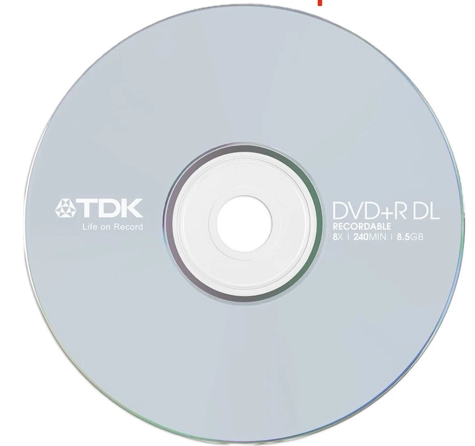 1 x TDK Dual Layer DVD+R DL 8x Double Blank Discs 8.5GB with Sleeve