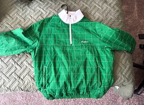Malbon Golf Paxton Quarter Zip Pullover Men's XL Forest Green Quilted Script - product listing photo