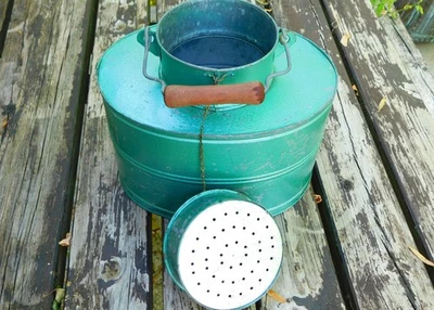 (7 Litres) Ancienne goujonnière,vivier,seau pour vif,vairon,goujon,pêche brochet - Photo 1/4