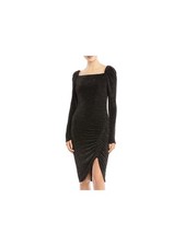 BAILEY44 Womens Black Pouf Sleeve Below The Knee Cocktail Body Con Dress L