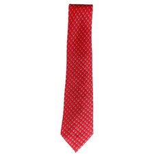 J Crew Mens Red Silk Tie Fish Sailing Ship Pattern Nautical Made in Korea