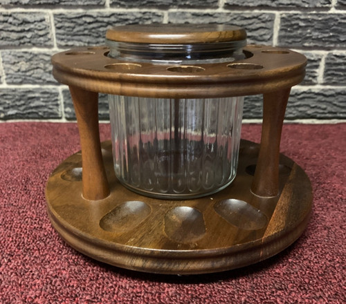 Vintage Decatur Industries Humidor 9 Slot Tobacco Pipe Stand with Jar Turns