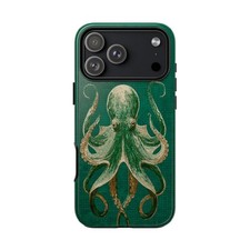 For iPhone / Galaxy / Pixel   Green Octopus Mosaic Artwork Phone Case