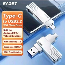 EAGET 2 in 1 Type A and Type C USB 3.2 Flash Drive - 1TB Storage Size