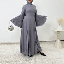 Muslim Women Hijab Long Dress Chiffon Maxi Robe Abaya Dubai Kaftan Evening Party
