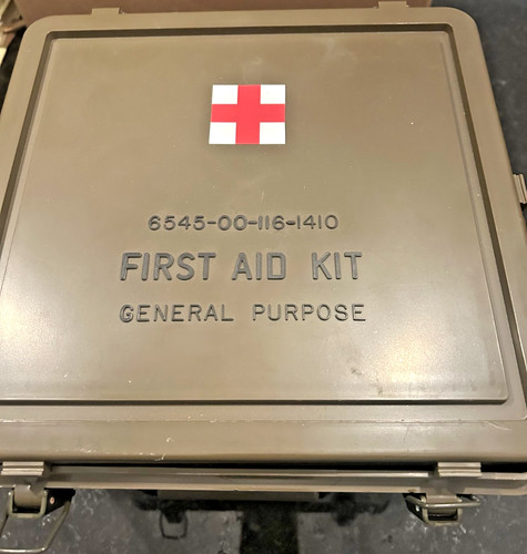 Vintage Military First Aid Kit Box Empty Metal General Purpose 9x10