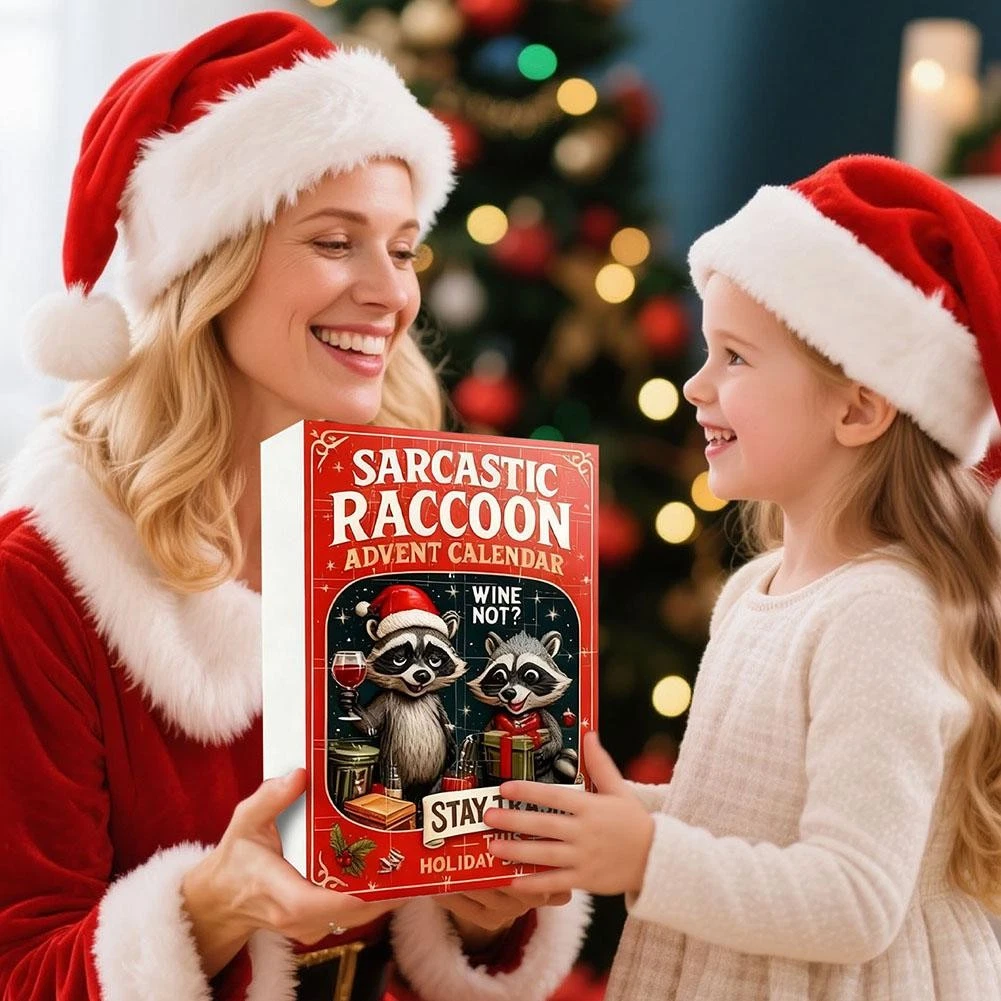 2D Christmas Raccoon Blind Box Acrylic Ornament 24 Days Countdown Holiday C H2H9