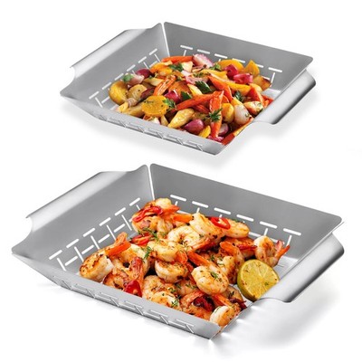 2 Pack Vegetables Grill Baskets for VeggiesGrill Basket for Outdoor GrillSt