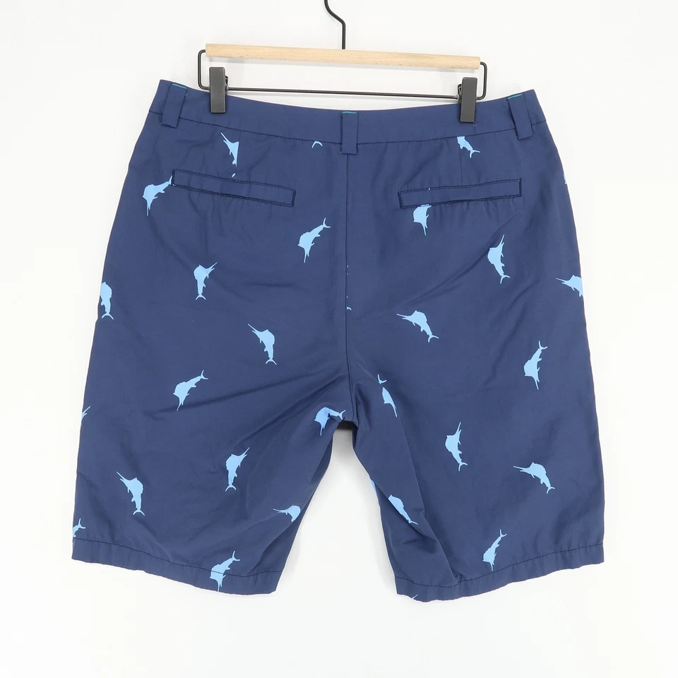 Tommy Bahama Pantalones Cortos Para Hombres 34 Azul Marlín Estampado de Peces Híbridos Bolsillos Playa Informal Foto 2 de 4