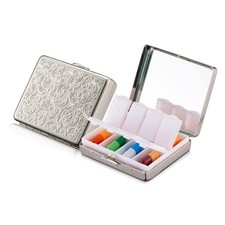 Portable Metal Travel Medicine Box/8 Compartments Silver