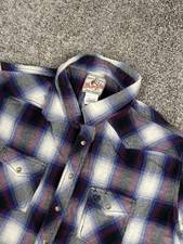 Wrangler Mens 2XL Plaid Pearl Snap Shirt Blue Red Western Cowboy Farmer Rancher