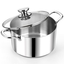 8 Quart Stainless Steel Stockpot with Lid, 3-Ply Large Stock Cooking Pot Cookwar
