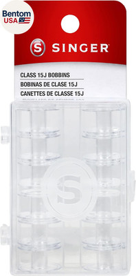 SINGER 06543 Class 15J Bobbins, Transparent, 12-Count