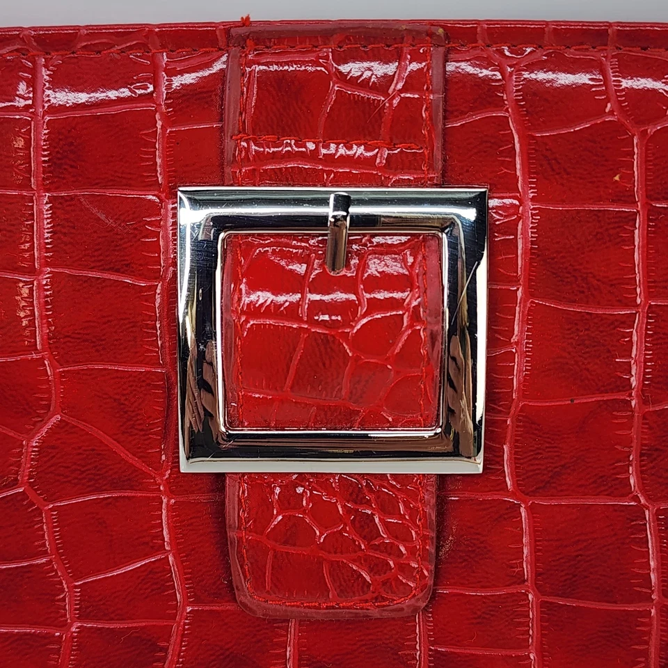 Miche Ella Clásico Envolvente Shell SOLO Rojo Escarlata Cocodrilo Reptil Texturizado Brillante Foto 2 de 4