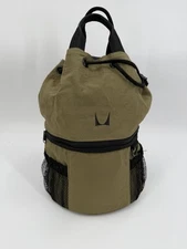 Vintage Herman Miller Dark Green Ripstop Canvas Backpack Drawcord RARE