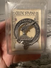 Vintage Scottish Clan Crest Pewter Badge Brooch Pin